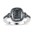 Blue Diamond Cluster Ring in Platinum Over Sterling Silver (Size 10.0) 0.50 ctw - Sticky add to cart bar