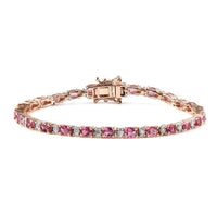 Premium Natural Calabar Pink Tourmaline and Moissanite Tennis Bracelet in Vermeil Rose Gold Over Sterling Silver (6.50 In) 5.40 ctw