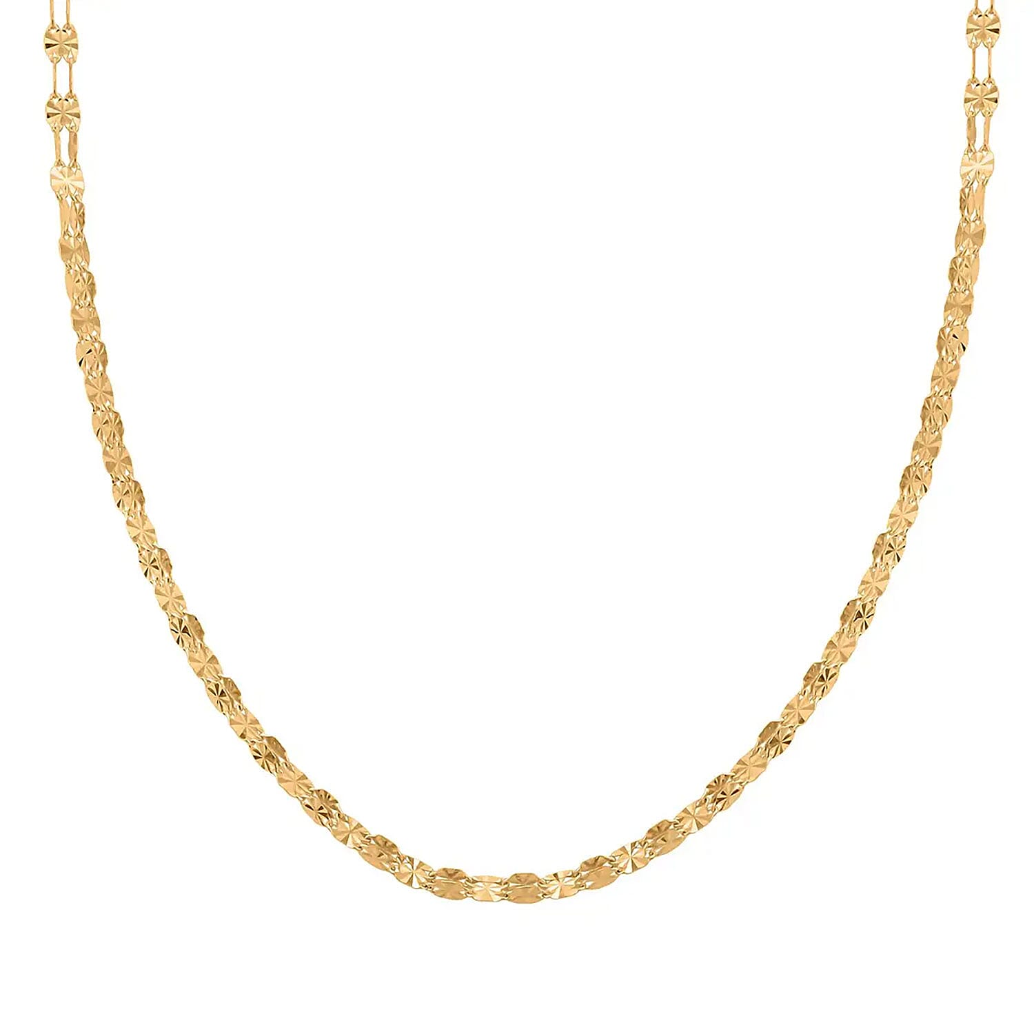 Double Sunburst Petali Italian 14K Yellow Gold Chain Necklace 18 Inches 3.65 Grams
