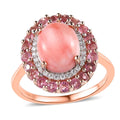 Oregon Sunrise Peach Opal, Multi Gemstone Ring in Vermeil RG Over Sterling Silver (Size 10.0) 2.75 ctw - Sticky add to cart bar