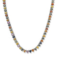 Multi Sapphire Necklace, White Zircon Accent Necklace, 18 Inch Necklace, Platinum Over Sterling Silver Necklace, Gifts For Her 31.35 ctw - Sticky add to cart bar