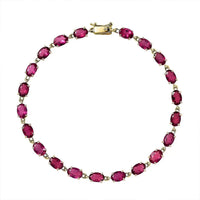 Certified Luxoro 14K Yellow Gold AAA Ouro Fino Rubellite Bracelet (6.50 In) 8.65 ctw