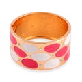 Doorbuster White Austrian Crystal and Pink Enameled Bangle Bracelet (7.00 In) in Goldtone - Sticky add to cart bar