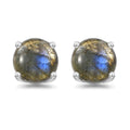 Malagasy Labradorite Solitaire Stud Earrings in Sterling Silver 2.15 ctw - Sticky add to cart bar