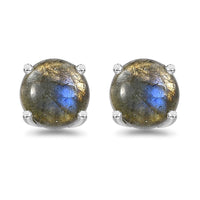 Malagasy Labradorite Solitaire Stud Earrings in Sterling Silver 2.15 ctw