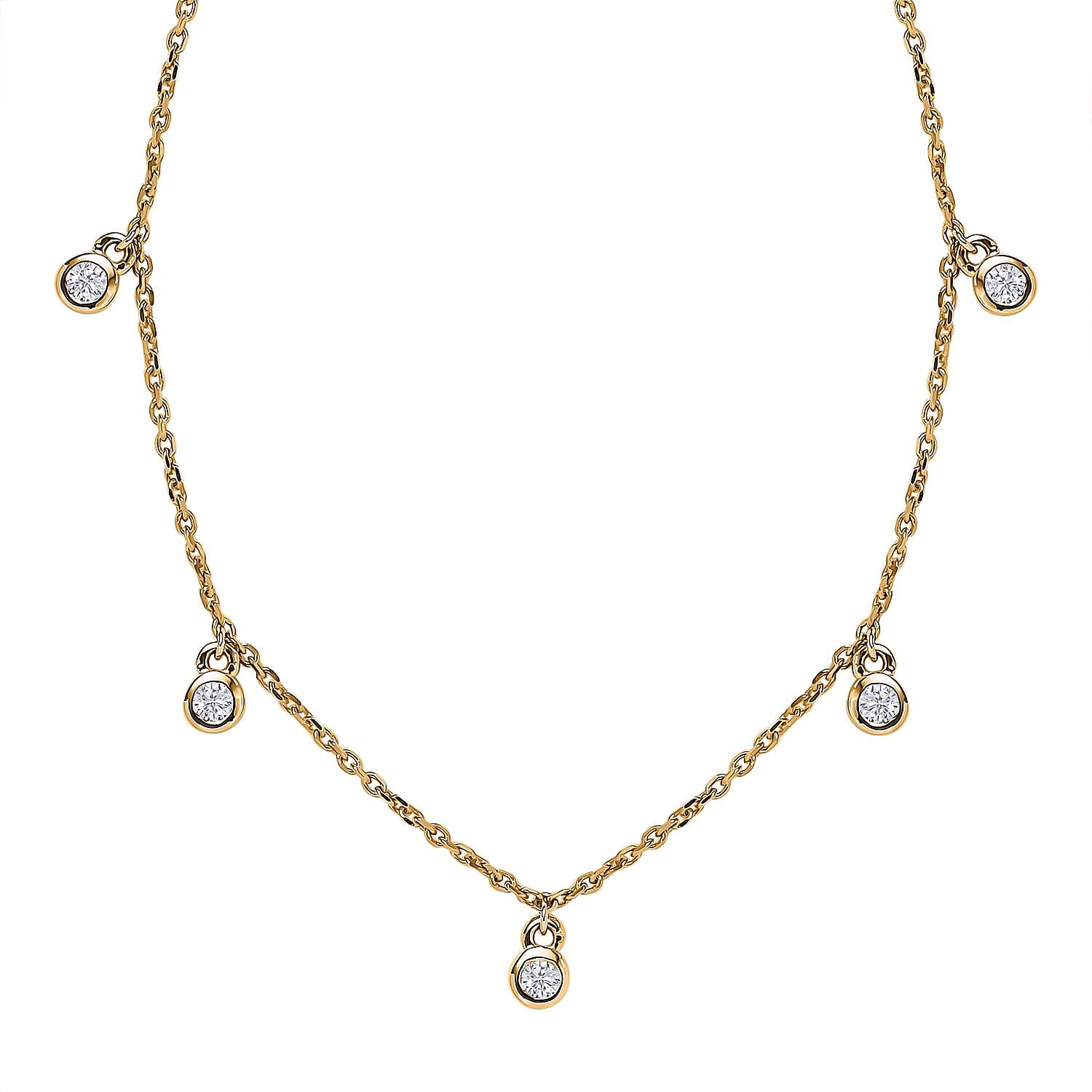 Luxoro 10K Yellow Gold G-H I2 Diamond Station Necklace 18 Inches 0.35 ctw
