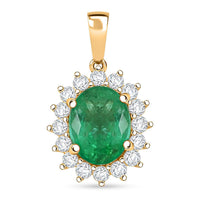 Certified & Appraised Iliana AAA Kagem Zambian Emerald and G-H SI Diamond 2.15 ctw Pendant without Chain in 18K Yellow Gold