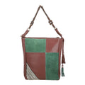 "100% Genuine leather embellishment tote bag SIZE: 11.42(L)x3.94(W)x14.56(H) inches COLOR: Brown/Green" - Sticky add to cart bar