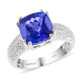 Certified & Appraised Rhapsody 950 Platinum AAAA Tanzanite and E-F VS Diamond Ring 8.80 Grams 5.30 ctw - Sticky add to cart bar