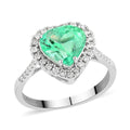 Certified and Appraised RHAPSODY 950 Platinum AAAA Colombian Emerald and E-F VS Diamond Heart Halo Ring 4.30 Grams 2.25 ctw - Sticky add to cart bar