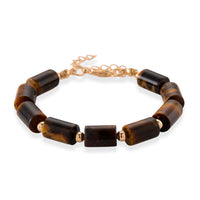 Yellow Tigers Eye Barrel Bracelet in Goldtone (7-9In) 93.65 ctw