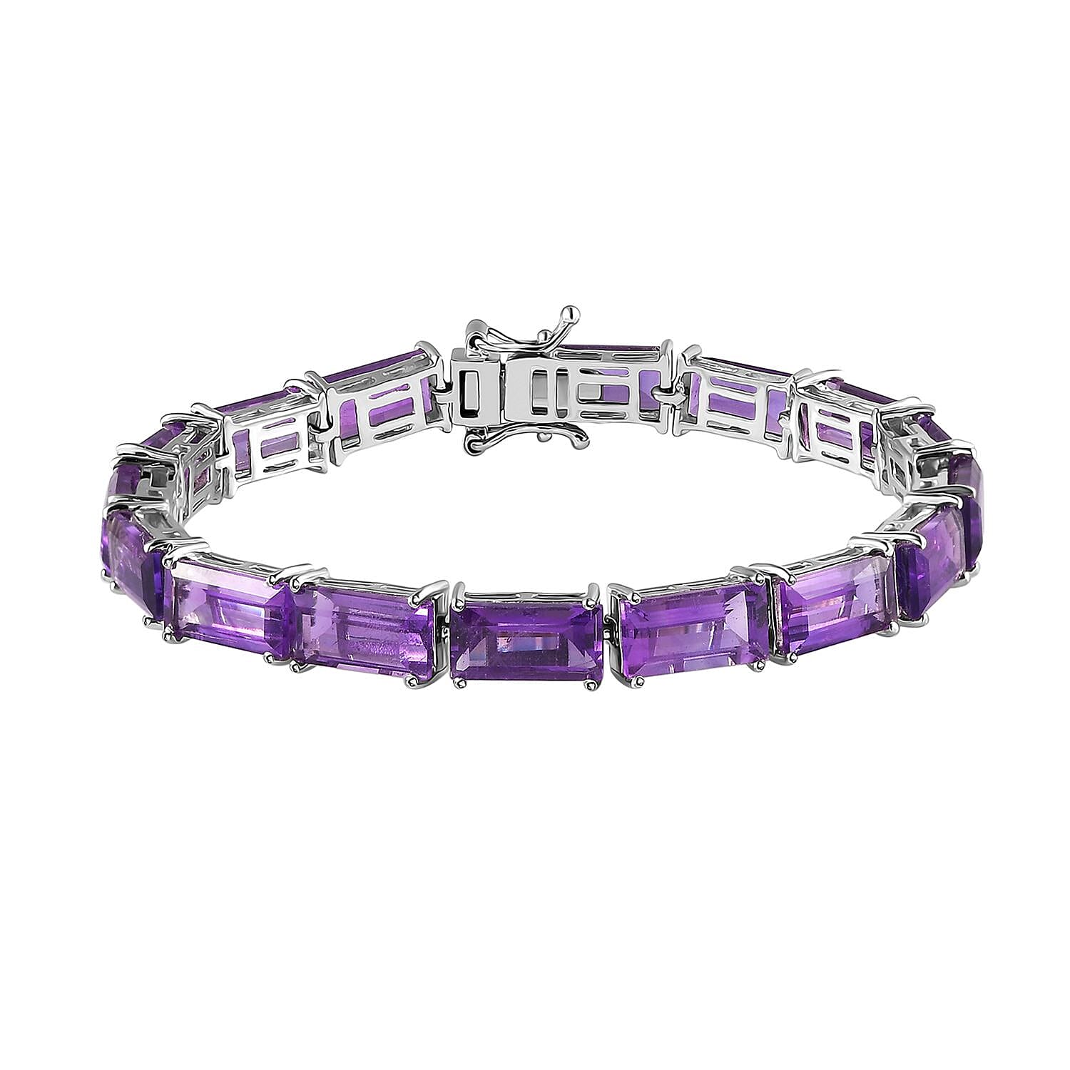 African Amethyst Tennis Bracelet in Platinum Over Sterling Silver (6.50 In) 25.00 ctw