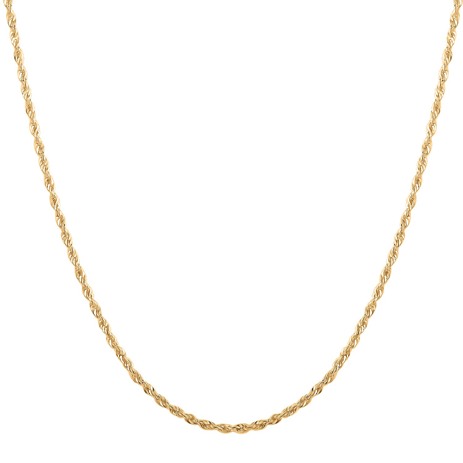 10K Yellow Gold 4.5mm Laser Rope Necklace 22 Inches 9.2 Grams