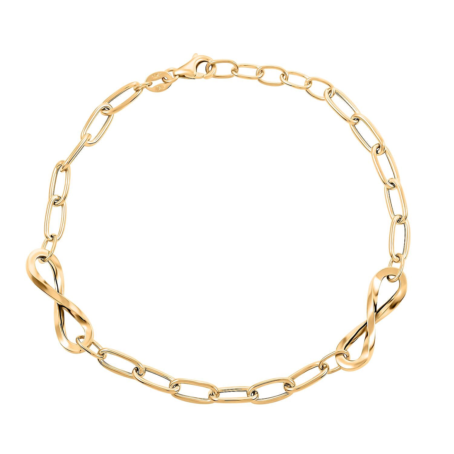 Infinito Link Italian 10K Yellow Gold 6.3mm Chain Bracelet (7.0-8.0In) 2.15 Grams