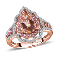 Premium Marropino Morganite, Multi Gemstone Ring in Vermeil RG Over Sterling Silver (Size 10.0) 2.40 ctw