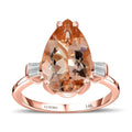 Luxoro 14K Rose Gold AAA Marropino Morganite, Diamond (G-H, I1) (0.17 cts) Ring (Size 10.0) 3.90 ctw - Sticky add to cart bar
