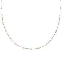 Italian 14K RG Over and Sterling Silver 3mm Station Oval Moon Chain Necklace 24 Inches 5.40 Grams