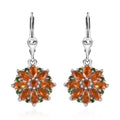 Crimson Fire Opal and Chrome Diopside Lever Back Earrings in Platinum Over Sterling Silver 2.00 ctw - Sticky add to cart bar