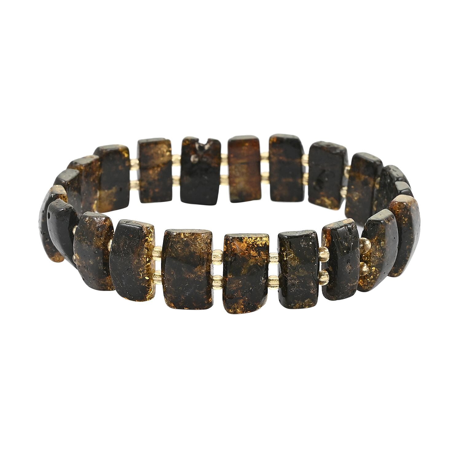 Black Baltic Amber Beaded Stretch Bracelet