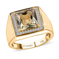 Luxoro 14K Yellow Gold AAA Turkizite, Diamond (I3) (0.28 cts) Halo Men's Ring (Size 10.0) (7 g) (Del. in 10-12 Days) 4.35 ctw