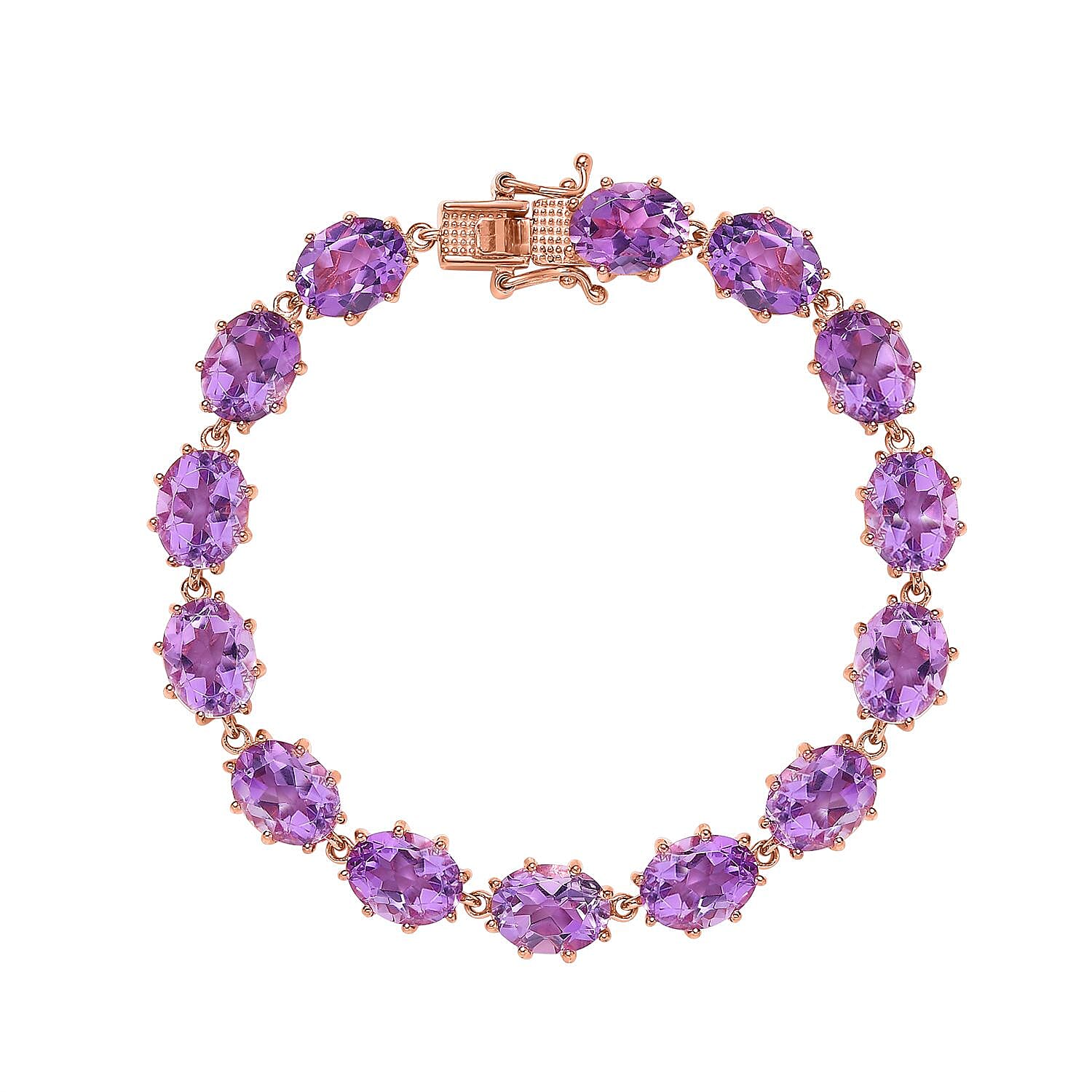 Premium Rose De France Amethyst Bracelet in Vermeil Rose Gold Over Sterling Silver (6.50 In) 23.10 ctw