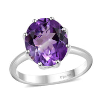 Premium Rose De France Amethyst (Ovl) Solitaire Ring in Sterling Silver (Size 10.0) 4.35 ctw