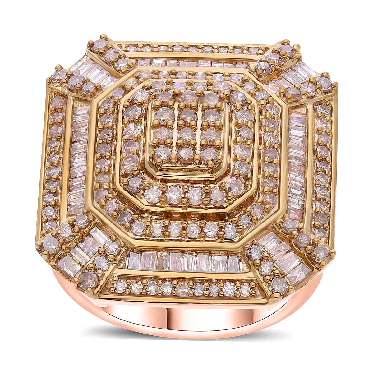 Natural Champagne Diamond Ring in Sterling Silver