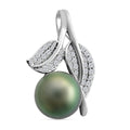 Certified & Appraised Iliana 18K White Gold AAA Tahitian Pearl 10-10.5mm and SI Diamond Pendant without Chain 0.27 ctw - Sticky add to cart bar
