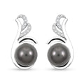 Certified & Appraised Iliana AAA Tahitian Pearl and SI Diamond 0.15 ctw Earrings in 18K White Gold - Sticky add to cart bar