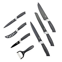 Closeout Black and Silver 7pc Kitchen Knife Set