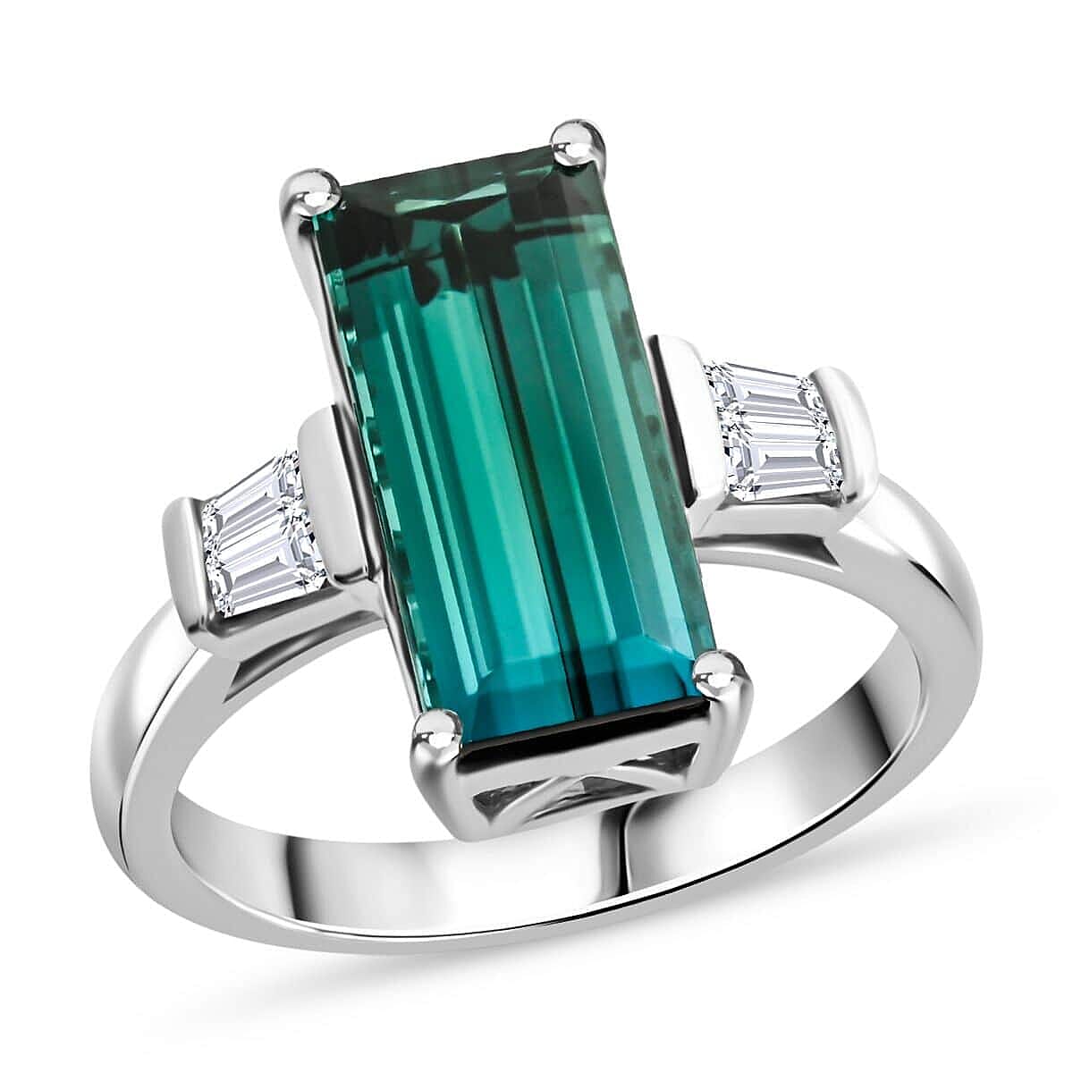 Certified & Appraised Rhapsody 950 Platinum AAAA Monte Belo Indicolite and E-F VS Diamond Ring 8 Grams 6.80 ctw