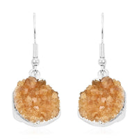 Citrine Earrings in Silvertone 9.50 ctw