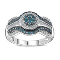 Venice Blue Diamond I2-I3 and White Diamond Ring in Platinum Over Sterling Silver (Size 10.0) 0.75 ctw - Sticky add to cart bar