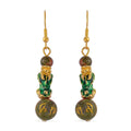 Feng Shui Unakite Beaded Pixiu Earrings in Goldtone 25.00 ctw - Sticky add to cart bar