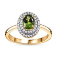 Luxoro 14K Green Gold AAA Natural Calabar Green Tourmaline and G-H I2 Diamond Double Halo Ring (Size 10.0) 1.00 ctw (Del. in 8-10 Days) - Sticky add to cart bar