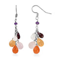 Multi Gemstone Drop Earrings in Rhodium Over Sterling Silver 21.00 ctw - Sticky add to cart bar