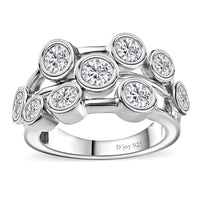 Moissanite Ring in Platinum Over Sterling Silver (Size 10.0) 1.50 ctw