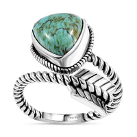 Artisan Crafted Blue Moon Turquoise Arrow Ring in Sterling Silver (Size 10.0) 3.30 ctw