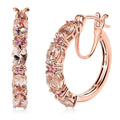 Premium Marropino Morganite and Madagascar Pink Sapphire Hoop Earrings in Vermeil Rose Gold Over Sterling Silver 3.50 ctw - Sticky add to cart bar