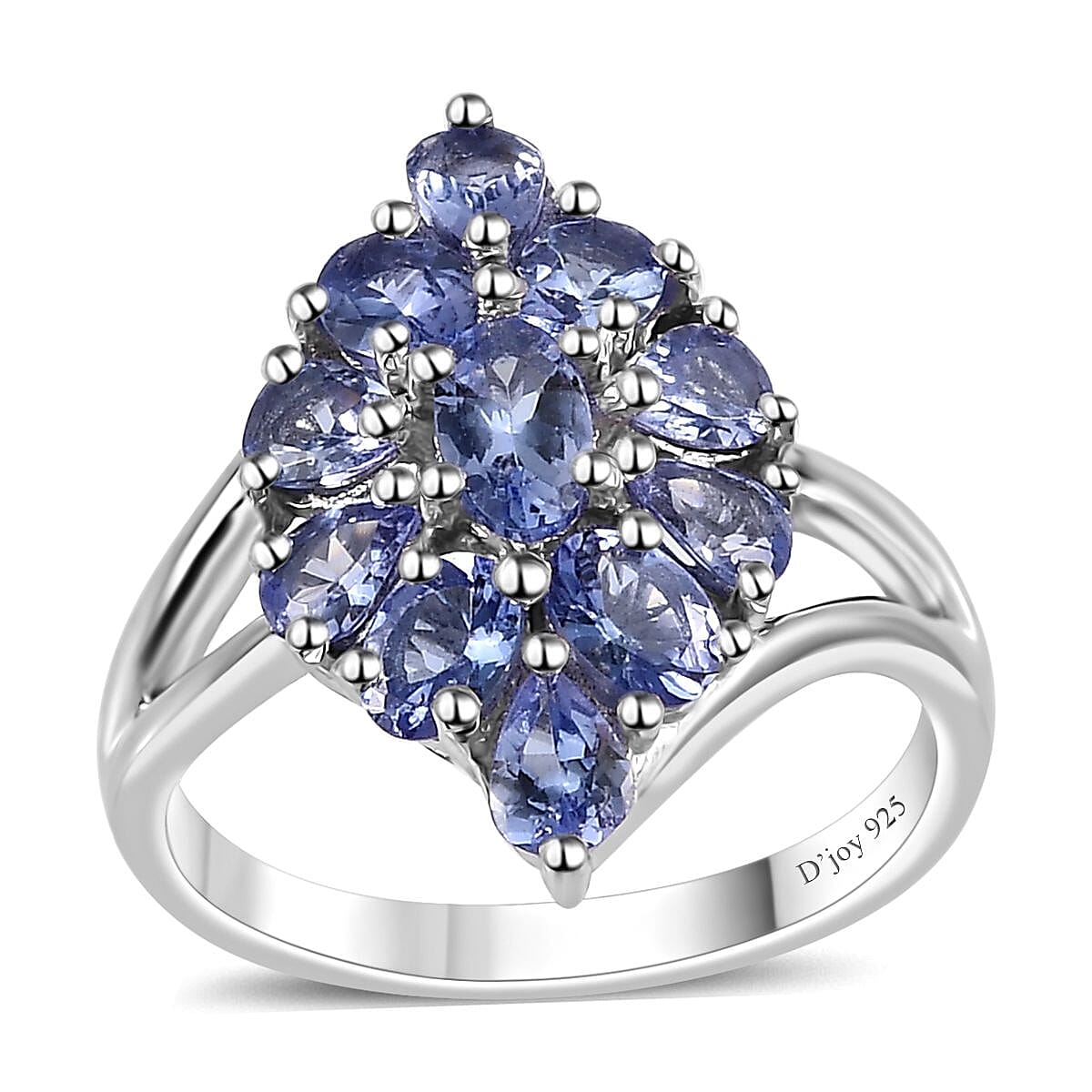 Tanzanite Elongated Ring in Platinum Over Sterling Silver (Size 10.0) 1.75 ctw