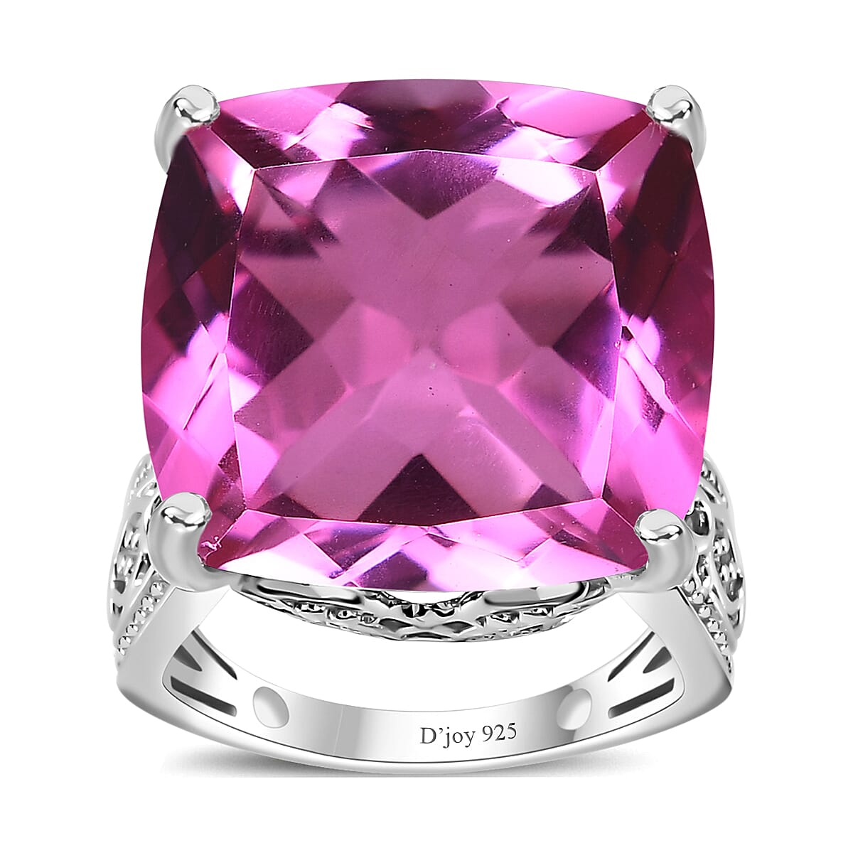 Radiant Orchid Quartz Solitaire Ring in Platinum Over Sterling Silver (Size 10.0) 22.75 ctw