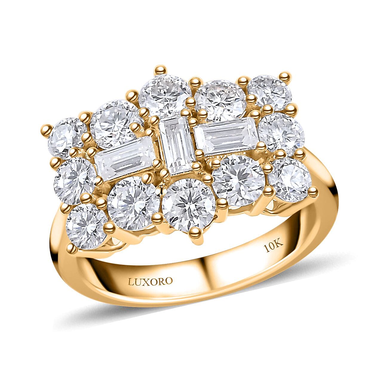 Luxoro 10K Yellow Gold Moissanite Ring (Size 10.0) 4.50 Grams 1.90 ctw