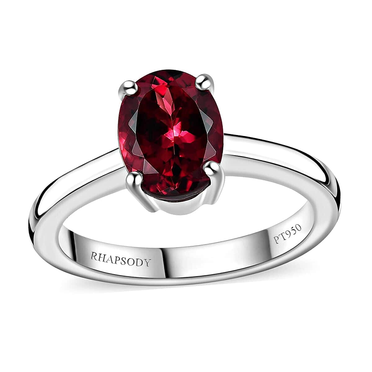Rhapsody 950 Platinum AAAA Ouro Fino Rubellite Solitaire Ring (Size 6.0) 1.75 ctw