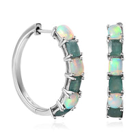 Premium Grandidierite and Ethiopian Welo Opal Hoop Earrings in Platinum Over Sterling Silver 4.10 ctw