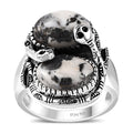 Artisan Crafted Premium White Buffalo Ring in Black Oxidized Sterling Silver (Size 10.0) 7.75 ctw - Sticky add to cart bar