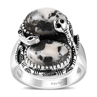 Artisan Crafted Premium White Buffalo Ring in Black Oxidized Sterling Silver (Size 10.0) 7.75 ctw
