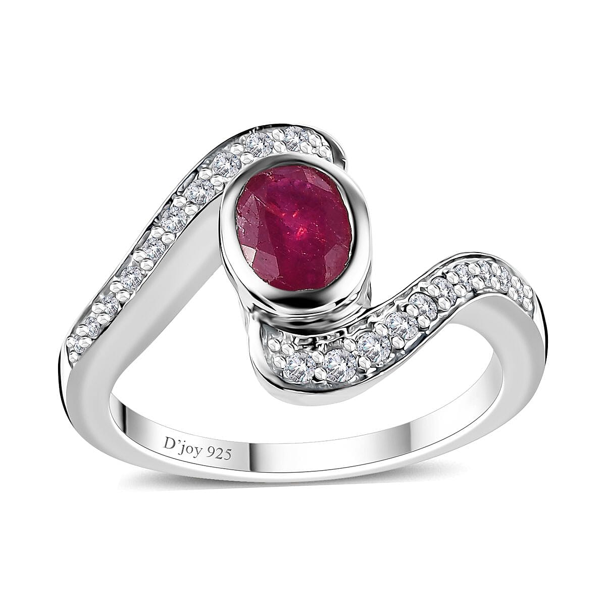 Niassa Ruby (FF), White Zircon Ring in Platinum Over Sterling Silver (Size 6.0) 1.60 ctw
