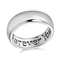 Platinum Over Sterling Silver Forever Yours Engraved Band Ring (Size 5.0) (4 g)