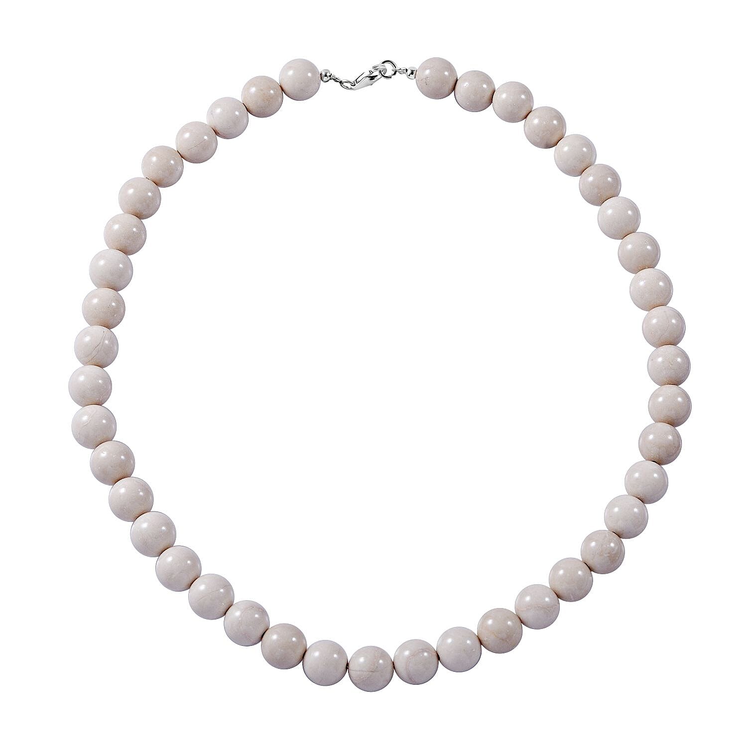 White Calcite Beaded Necklace (18 Inches) in Sterling Silver 320.00 ctw