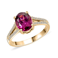 Certified & Appraised Luxoro 10K Yellow Gold AAA Radiant Ember Garnet and I2 Diamond Ring 2.50 ctw